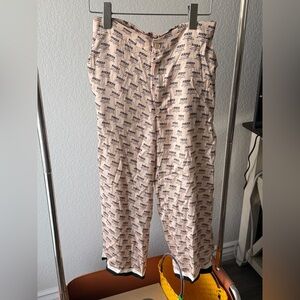 Gucci mulberry silk all-over logo print cropped casual pants｜L/40
